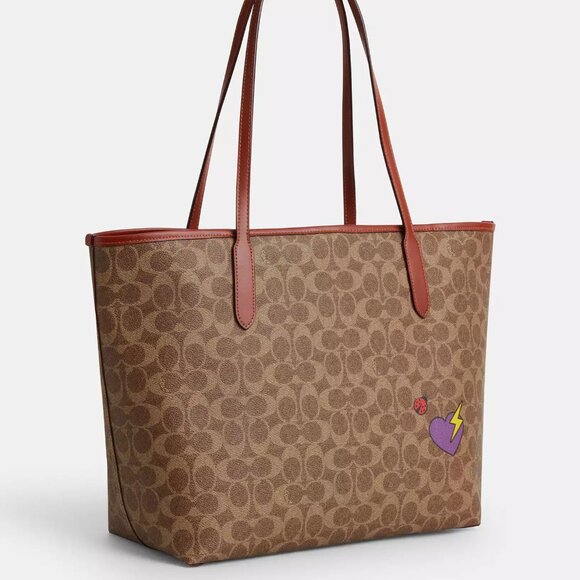 🌟Coach City Tote Bag In Signature Canvas With Sticker Print - Picture 2 of 16